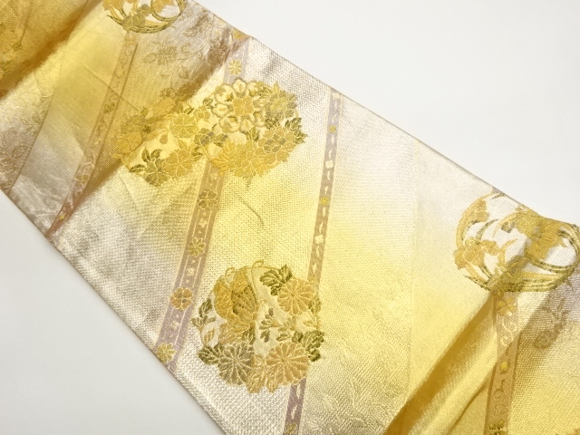 JAPANESE FUKURO OBI / WOVEN BUTTERFLY & FLOWER ARABESQUE